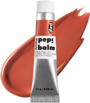 I’m Meme I’m Pep! Balm Oh-oh, wielofunkcyjny balsam do ust i policzków, tubka na koralowym rozmazie.