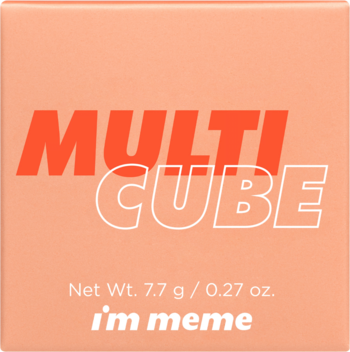Brzoskwiniowa paleta do twarzy I'm Meme Multi Cube Hello Peach, napis MULTI CUBE, widok z przodu.