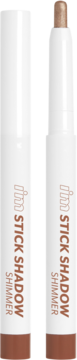 Dwa sztyfty I’m Meme Stick Shadow Shimmer Taupe Trinket. Białe opakowanie, widoczny złoty cień.