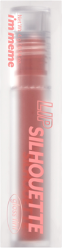 Tint do ust I'm Meme Lip Silhouette Gloss Tint w odcieniu Neo Scarlet, przezroczysta butelka, widok z przodu.