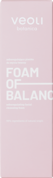 Różowa, seboregulująca pianka do mycia twarzy Veoli Botanica Foam Of Balance, widok z przodu.