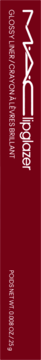 Głęboko czerwone opakowanie błyszczyka MAC Lipglazer z białym logo i napisem 'GLOSSY', widok z przodu.