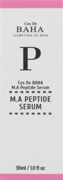 Cos De BAHA M.A Peptide Serum 30ml w białym pudełku z różowymi akcentami, widok frontalny. Serum przeciwzmarszczkowe.