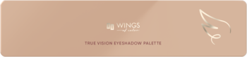 Jasnobrązowa paleta cieni AA Wings of Color True Vision 01 Grounded, z logo i nazwą, widok z przodu.