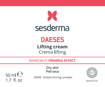 Sesderma DAESES Liftingujący Krem 50ml, biała etykieta z czerwonymi napisami, dla suchej skóry, widok z przodu.