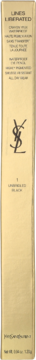 Złote, prostokątne opakowanie kredki YSL Lines Liberated w odcieniu Black, z logo, widok z przodu.