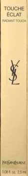 Złote opakowanie korektora Yves Saint Laurent Touche Éclat Radiant Touch, z logo YSL i pojemnością 2,5 ml.