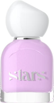 Fioletowy lakier CC Nail Polish Stars w butelce z białą zakrętką, z efektem korygującym kolor płytki.