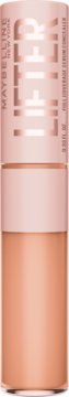 Maybelline Lifter Korektor-Serum, pionowe ujęcie beżowej tubki z różowo-złotym napisem LIFTER na zakrętce.