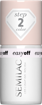 Semilac Easy Off LED Light Gel Polish Milky Pink, butelka, przód, różowy top, napis "step 2 color" i "easy off".