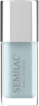 Lakier Semilac Sky Blue Nail Lacquer, błękitny, butelka ze srebrną nakrętką, widok z przodu.