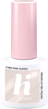 Hi Hybrid #388 Pink Sheen, biały lakier hybrydowy UV z różową nakrętką, mieniący się delikatny róż, wegański.