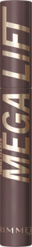 Rimmel Mega Lift tusz do rzęs 'Brownie Pie', brązowa tuba, widok z przodu, złoty napis.