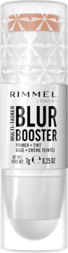 Rimmel London Blur Booster Multi-Tasker: sztyft 2-w-1 primer+tint. Przezroczyste, fasetowane opakowanie, widok z przodu.