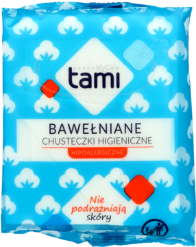 TAMI ,bawełniane chusteczki higieniczne, hipoalergiczne,przód