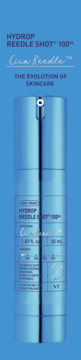 HYDROP REEDLE SHOT 100% Cica Reedle serum w niebieskiej butelce z pompką, widok z przodu.