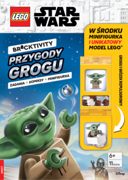 LEGO Star Wars Grogu activity book, green Grogu cover art, shows minifigure and unique repulsor sled model.