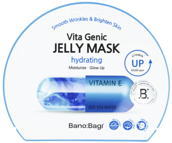 Okrągłe, białe opakowanie maski w płachcie Banobagi Vita Genic Jelly Mask Hydrating z Vitaminą E.