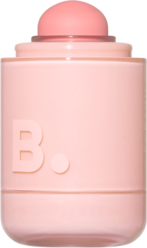 Jasnoróżowy róż B. w sztyfcie z kremową formułą, zaokrąglonym aplikatorem i logo 'B.' na boku, widok z przodu.