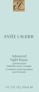 Estée Lauder Advanced Night Repair serum, light blue label, gold EL logo, z tekstem Multi-Recovery Complex. 30ml.