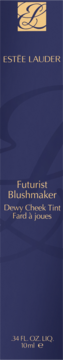 Estée Lauder Futurist Blushmaker, Dewy Cheek Tint, niebieskie opakowanie z logo i złotymi napisami, widok z przodu.