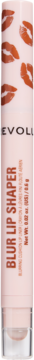 Revolution Blur Lip Shaper, kremowa peptydowa konturówka w jasnoróżowej tubie z nadrukiem ust, pionowe ujęcie.