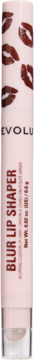 Różowa konturówka Revolution Blur Lip Shaper z peptydami i kwasem hialuronowym, widok z przodu, z wzorem ust.