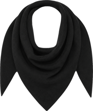 Eloy chusta damska czarna, trójkątna, z gładkiego materiału, elegancko udrapowana z miękkimi fałdami, widok z przodu.