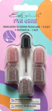 Ewa Schmitt Fun Care: zestaw 5 nakładek ściernych pedicure i głowica w kolorowym blistrze.