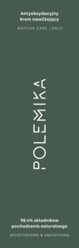 Zielony kartonik Polemika, Antyoksydacyjny krem nawilżający Matcha Care, 98,4% naturalnych składników.