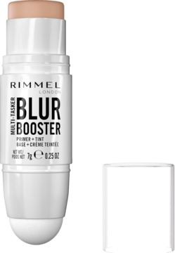 Rimmel Multi-Tasker Blur Booster stick, jasnobeżowy primer i tint, widok z przodu, białe opakowanie.