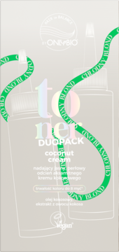 Onlybio Toner Duopack Coconut Cream do włosów blond, dwie szare butelki z zieloną wstążką "CHŁODNY BLOND".