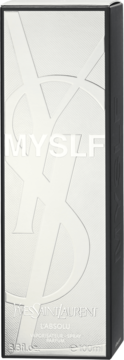 YSL Myslf L'Absolu perfumy męskie, białe pudełko z czarnymi bokami, widoczne srebrne logo i napisy.