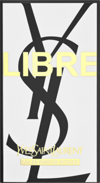 Biało-czarne pudełko damskiej wody perfumowanej Yves Saint Laurent Libre Intense, z logo YSL i złotymi detalami.