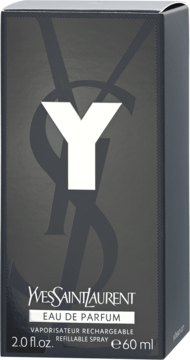 Męska woda perfumowana YSL Y, ciemnoszare opakowanie 60 ml z białym logo Y i napisem Eau de Parfum.