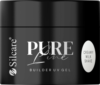 Czarny słoik Silcare PURE Line Builder UV Gel, Creamy Milk Shake, żel budujący do paznokci, widok z przodu.
