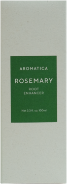 Aromatica Rosemary Root Enhancer, białe pudełko z zieloną etykietą na środku, widok z przodu, pojemność 100ml.