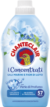 Chanteclair skoncentrowany płyn Sól Morska Kwiat Lotosu w błękitnej butelce z kwiatowym wzorem, widok z przodu.