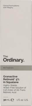 The Ordinary Granactive Retinoid 5% in Squalane, 30ml, jasnoszare opakowanie, widok z przodu.