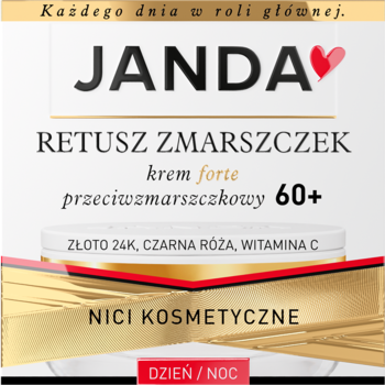 Janda krem przeciwzmarszczkowy Forte 60+ na dzień i noc, biało-złoty słoiczek, z 24K złotem i Wit. C.