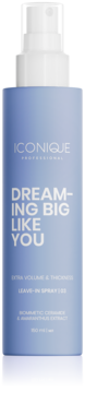 ICONIQUE Dreaming Big Like You: lawendowy spray bez spłukiwania na objętość z ceramidem, widok przód.