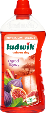 Czerwony Ludwik uniwersalny płyn 'Ogród figowy' edycja limitowana, z grafiką fig i rabarbaru.