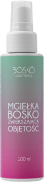 Mgiełka Bosko zwiększająca objętość 100ml, biała butelka z różowo-zielonym gradientowym labelem, widok z przodu.