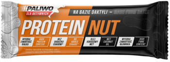 Paliwo Protein Nut baton białkowy, opakowanie pomarańczowo-czarne, bez cukru i oleju palmowego, widok z przodu.