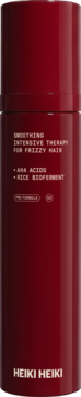 HEIKI HEIKI Smoothing Intensive Therapy for Frizzy Hair, glossy dark red bottle with AHA Acids, front view.