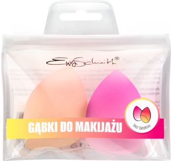 Ewa Schmitt mini gąbki do makijażu bez lateksu, 2 sztuki (brzoskwiniowa i różowa) w przezroczystym opakowaniu.