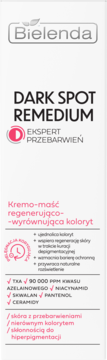 Bielenda DARK SPOT REMEDIUM, białe opakowanie kremo-maści. Ekspert przebarwień z kwasem azelainowym.