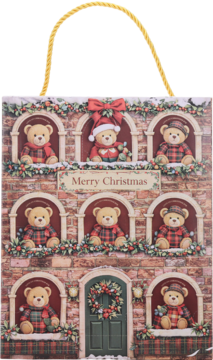 Love Skin Misiowe Święta Kalendarz adwentowy, opakowanie domku z misiami w oknach i napisem 'Merry Christmas', widok z przodu.