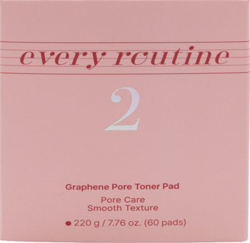 Różowe pudełko Every Routine Graphene Pore Toner Pad, płatki tonizujące do porów, widok z przodu.