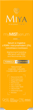 Pomarańczowe serum w mgiełce Miya myMISTserum, dwufazowe z PDRN i niacynamidem, widok z przodu.